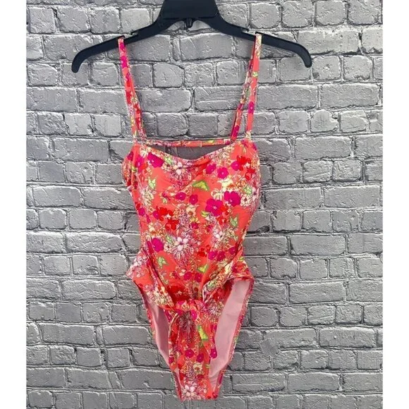 Victoria's Secret Pink Floral 1 Piece Swimsuit Large - Picture 1 of 12